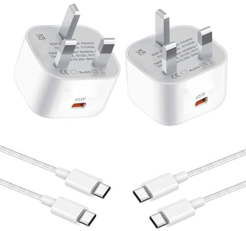 2Pack 45W USB C Charger Plug and Cable for Samsung Galaxy S24 Ultra/S25 Plus/S23 Ultra/S22+/S23 S21 S20 FE,Note 10/20 Ultra,A56 5G/A36 A26 A16 A54 A15 A34 A55 A53 5G,Super Fast 2.0 UK Power Adapter