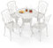 COSTWAY 5PCS Aluminum Patio Dining Set, Outdoor Garden Furniture Set with 80cm Round Table, 4 Armchairs and Umbrella Hole, All-weather Conversation Table Chair Set for Balcony Yard Poolside