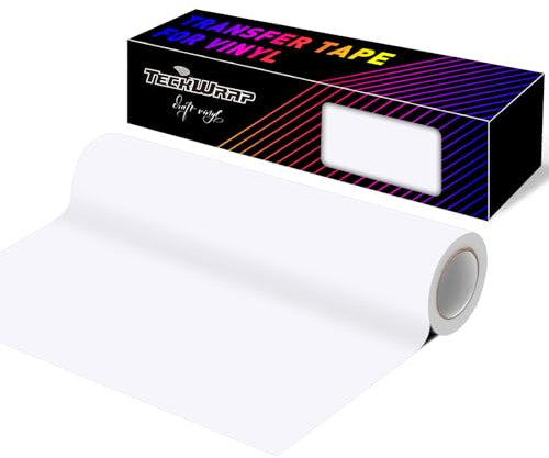 TECKWRAP Clear Vinyl Transfer Paper Tape Roll - 12 x 50 FT Matte Transfer Tape for Vinyl Low Tack Easy Release for Craft Decals,Signs, Windows, Stickers