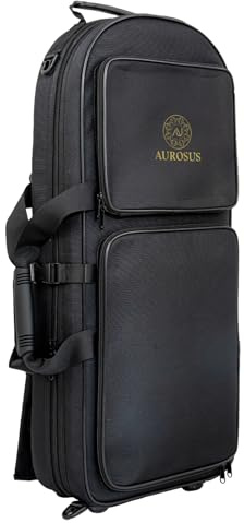 AUROSUS Bassoon PRO Case Leder Fagott Rutschfester Sitzgurt mit abschließbarem Haken Schwarz