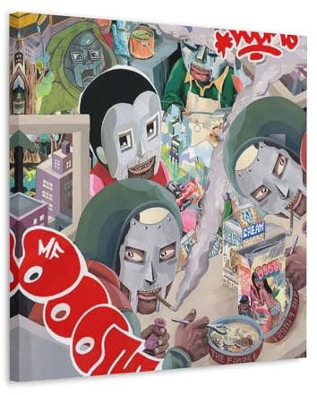 CTATOGE Rapper Poster Mm Food Album von Mf Poster Doom Poster Leinwand Gemälde Wandkunst Bild Heimdekoration Druck für Schlafzimmer Wohnzimmer 30 x 30 cm Rahmenstil