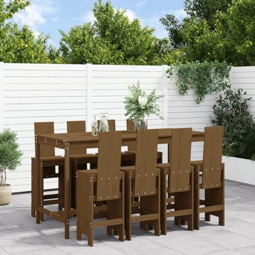 ShGaxin 9-TLG. Gartenbar-Set Honigbraun Massivholz Kiefer, Outdoor Möbel Wetterfest, Bartisch Set, Gartenmöbel Set, Gartenbar Outdoor, Outdoor Bar - 3157790