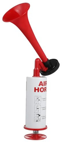 Gogogmee Handdrück Jubelhupe Rot aus Kunststoff und Metall Portable Lufthupe bei Fußballspielen Multifunktionales Fächerhorn als Spielanfeuerungs Requisit für Outdoor Aktivitäten