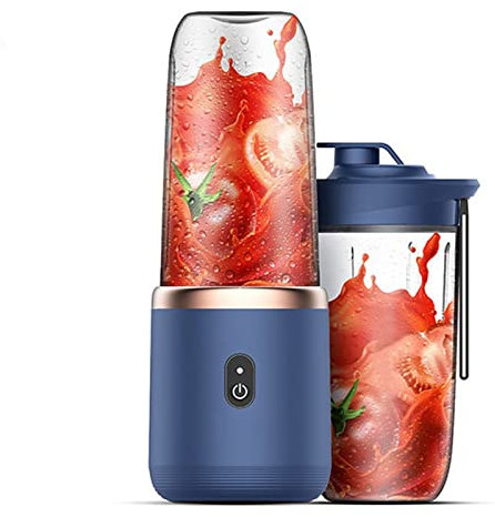 LASIEYO Batidora portátil, vaso mezclador de jugo fresco, licuadora portátil recargable por USB con hoja de 6 hojas y taza de jugo para batidos y batidos