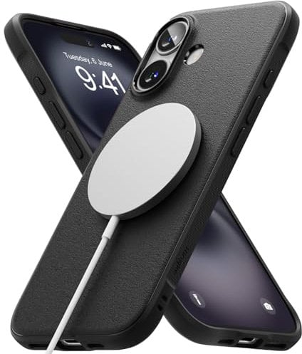 Ringke Onyx Magnetic für iPhone 16 Hülle, [Kompatibel mit MagSafe] Griffig rutschfest Anti-Fingerabdruck Stoßfest Kratzfest Handyhülle mit Präzisen Kameraausschnitten - Black