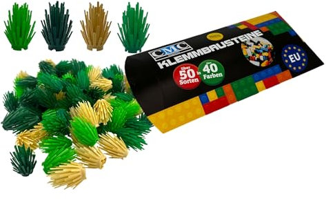 CMC imports Lot de 40 blocs de construction en forme de buisson - Différentes couleurs mélangées - Blocs de construction XXL - Vert beige tan vert