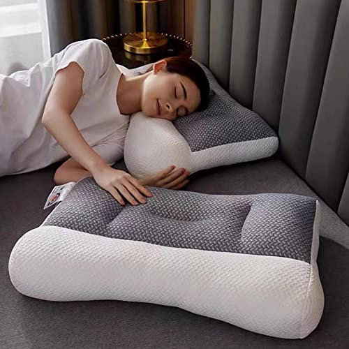 Pro Ease Oreiller orthopédique pour apnée du sommeil, oreiller ergonomique pour le cou et les épaules, oreiller de maladie pour les personnes dormant sur le côté, le dos, le ventre (gris)