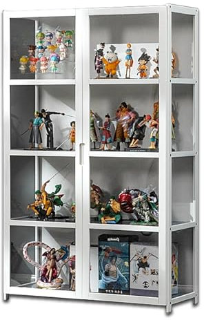 Koubhyj 82x33x130cm Glasvitrine Vitrine für Sammlerstücke, Wohnzimmer-Vitrine, Doppeltürige Acryl-Vitrine, Curio-SchräNke für Miniaturmodelle von Autos, Pop, Figur, Modellbau(Weiß)