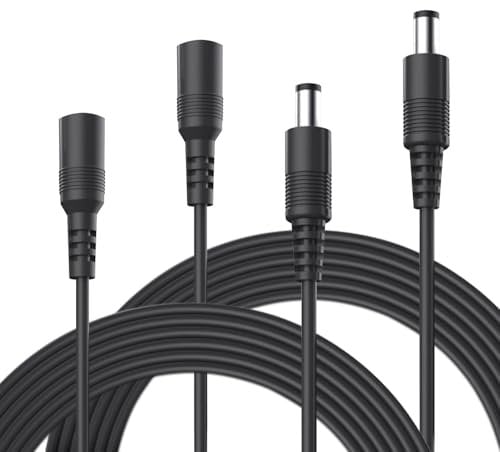 BeautifulU 2PCS 3M DC 12V Power Extension Cable, DC Plug 5.5 * 2.1mm, Male-to-Female Connector, Power Extension Cord for CCTV Cameras/Routers/LED Strips/Printers and More Devices-Black