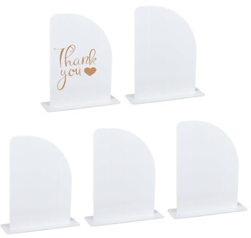 MAYJOYDIY 5 paquet de Panneau Demi Arche en Acrylique Blanc avec Support Marque Place Support de Numéro de Table pour Signalisation de Numéros de Table de Mariage Fêtes D'Anniversaire Activités
