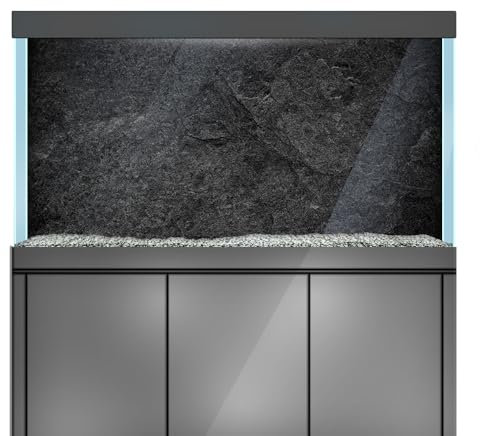 LYYAB Autocollants de fond pour aquarium - Texture pierre noire - Poster décoratif pour terrarium de reptile (120 x 60 cm)