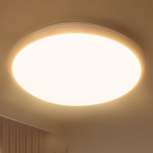 JONMONSM Led Deckenleuchte 24W Warmweiß, 3000K 3000LM Deckenlampe LED IP54 Wasserfest Led Lampen Deckenlampen für Wohnzimmer, Schlafzimmer, Badezimmer,Balkon, Korridor, 300 * 40mm