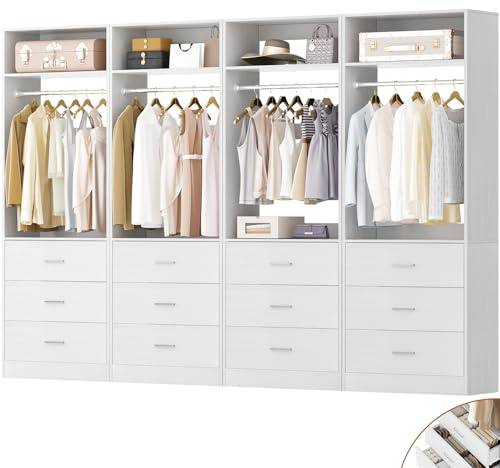 Besiost Closet Systems with 12 Wood Drawers, Closet System Set of 4