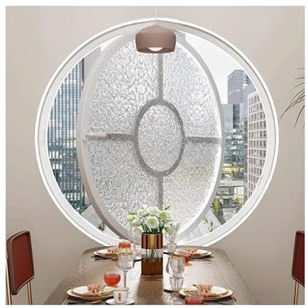 SRDCAIM Ventanas Redondas para baño con rotación de 360° para cobertizo. Ventana de Vidrio Templado empotrada con manija para Sala de Estar, Cocina y decoración del hogar(White-bo,23.6in/60cm)