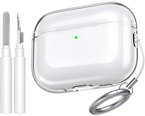 AhaStyle Clear Airpods Pro 3 Custodia protettiva 2025 Custodia protettiva in morbido TPU per Apple AirPods Pro di terza generazione con kit pulizia Supporta custodia ricarica USB-C ricarica wireless