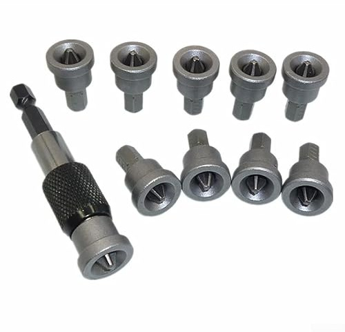 DAZZLEEX Trockenbau-Schraubendreher-Bits mit 60 mm magnetischem Schnellspann-Sechskantschaft-Bithalter, Chrom-Vanadium-Stahl, kompatibel mit Bohrmaschinen und Akkuschraube, 10 Stück