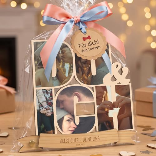 Ich Liebe Dich Geschenk personalisiert - Foto aus Holz opt. mit Sockel - Du & Ich Geschenk, I Love You Geschenke, Du & Ich Geschenke, Paar Präsent, Geschenkideen für Paar, Zusammen, Idee für Sie & Ihn