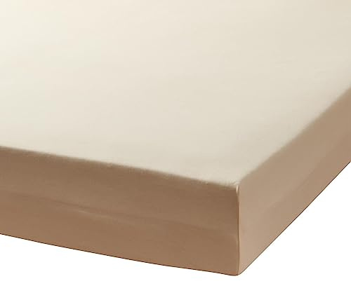 TRAUMSCHLAF Premium Interlock Jersey Spannbettlaken – Weiches Jersey Spannbetttuch aus 100% Baumwolle – elastisch & formstabil – passend bis 30 cm Matratzenhöhe – 180x200-200x200 cm, Natur