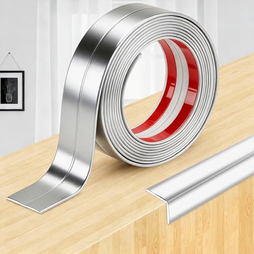 sturiz Zierleisten Selbstklebend Winkelprofil Eckleiste Klebeleisten Selbstklebend Winkelleiste Silber 4cm×3m Kantenschutz Wand Winkelprofil Kunststoff Weichsockelleiste für Wandschutz Eckenschutz