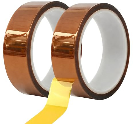 WQNNQW 2 Rollen Kapton Tape,20 Mm X 33 M Hitzebeständiges Klebeband, Hochtemperaturklebeband,Isolierband,Heizband, Geeignet Für 3d-Drucker,Löten,Thermosublimation Und Elektronische Leiterplatten