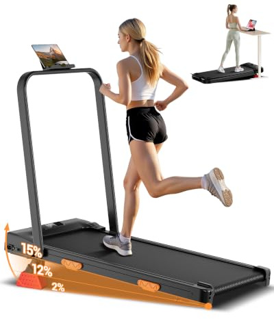 UMAY Laufband für Zuhause Klappbar mit Steigung 15% | Laufbänder 12KM/H, Treadmill for Home mit 3,0-PS-Motor und LED-Anzeige, 136KG