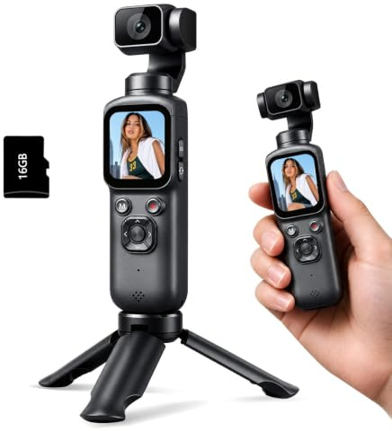 vlogging gimbal camera 4K youtube kamera camcorder 2026 pocket camera | WLAN 75MP Vlog Kamera, 1,72'' Touchscreen, schnelles Scharfstellen, Gesichtsverfolgung, Kleine Videokamera für Reisen