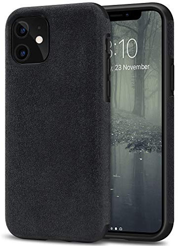 TENDLIN Kompatibel mit iPhone 11 Hülle Aus Alcantara Material Schutzhülle TPU Hybrid Komfortable Handyhülle (Schwarz)
