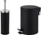 iTrend 3L Pedal Dustbin and Toilet Brush with Holder set - Bathroom Accessory - Powder Coated Steel Bin with lid - Toilet Brush with Stainless Steel Handle, Round Lid and Dense Bristles - Black