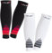 CFLEX Herren & Damen Sport Kompressions Stulpe (2 Paar) Wadenbandage - Weiss-Grau und Schwarz-Rot Mix S-M
