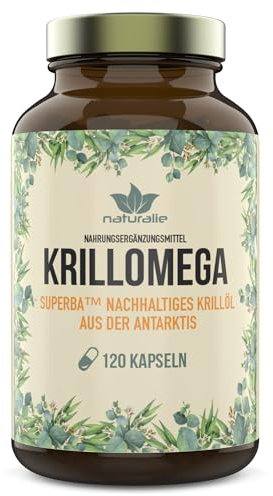 Naturalie®, capsule di olio di krill | SUPERBA™ BOOST | krill antartico da cattura certificata MSC e sostenibile, qualità di qualità testata in laboratorio, 120 capsule in vetro marrone