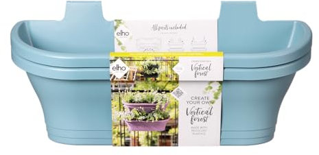 Elho Corsica Vertical Forest Large 51 - Pot De Fleurs pour Balcon & Extérieur - Ø 51.2 x H 23.3 cm - Bleu/Bleu Vintage