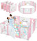 Dripex Laufstall Baby 150×150cm, Laufgitter Baby, Laufstall Faltbar, Laufgitter Faltbar, Kinderlaufstall mit Spielzeugboard, Playpen aus Kunststoff, Babyzaun, Rosa