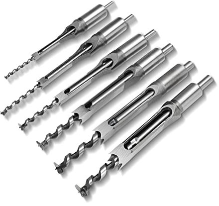 6 Pezzi Punte Trapano a Fori Quadrati Set, Punta per Foro Quadrato Infilare, Mortasatrice per Legno, Punte Quadrate per Mortasare Legno, per la lavorazione del legno fai te