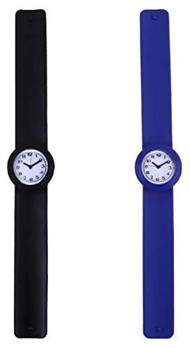 POPETPOP 2 PCS Colorful Slap Bracelets for Kids Boys Girls- Silicone Quartz Sports Watch Gift Wrist Band for Children Men Women