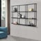 [en.casa] Wandregal Jelsa Schweberegal Wandboard Eisen Industriedesign 130 x 18 x 110 cm Metallregal mit 9 Ablageflächen Schwarz