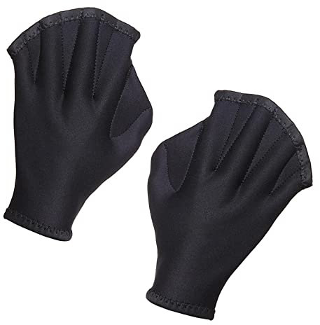 Harilla Aquatic Fit Schwimmhandschuhe, Finger mit Schwimmhäuten, Kratzfest (schwarz), Schwimmen, warm, Neopren, Fitness für wasserfeste -Übungen, Damen