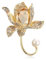 Tanduaji Brosche Damen Blumen Orchidee 18K Vergoldet Anstecknadeln mit Zirkonia, Brosche Kleidung 5,7X7,2Cm