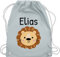 Turnbeutel Rucksack - Löwen - Süßer Löwe - Kindergarten Kita - Unisize - Pastell Blau - kindergartentag gymsack personalisierter beutel kinder wechselbeutel name stoffbeutel