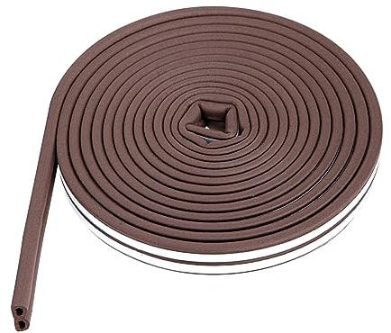 Gsrhzd Door Seal Strip, 12M Weather Strip, Self Adhesive Type D Window Seal Strip, 9MM X 6MM Weather Stripping, Door Draft Excluder Strip, for Water-Proofing, Dustproof, Noise and Cold, Brown