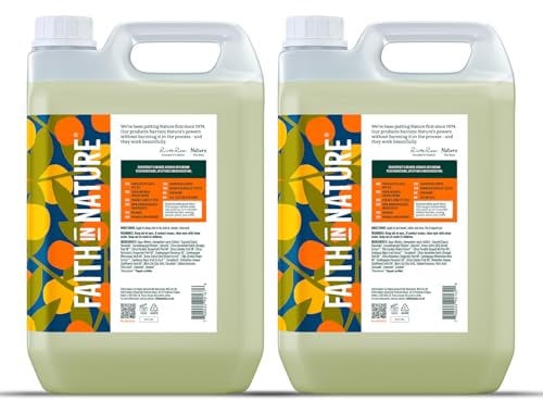 Faith In Nature Natural Grapefruit & Orange Hand Wash and Body Wash Set, Vegan & Cruelty Free, No SLS or Parabens, 2 x 5L Pack