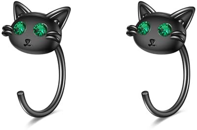 Schwarze Katze Ohrstecker Für Frauen 925 Sterling Silber Katze Ohrringe Für Mädchen Schwarze Katze Geschenke Katze Schmuck Hypoallergen