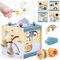 Airlab Wooden Activity Cube Baby Toys for 1 Year Old, 1st Birthday Gifts for Girls and Boys, 12+ Months Montessori Toys with Bead Maze Shape Sorter Educational Sensory Toys for Kids Age 1 2 3