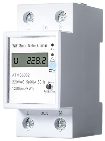 DEWIN Stromzähler Hutschiene, Tuya WiFi Smart Meter 2P Einphasig Energiezähler Stromverbrauchsmesser Fernbedienung Timing Stimme APP Steuerung