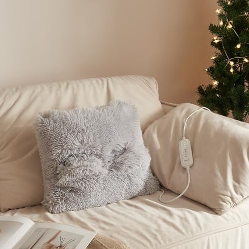 [en.casa] Elektrisches Heizkissen Capurso mit 4 Heizstufen Wärmekissen 40x40 cm Heizpad 100W Überhitzungsschutz Abschaltautomatik Kissen mit 2 Öffnungen für Hände und Füße