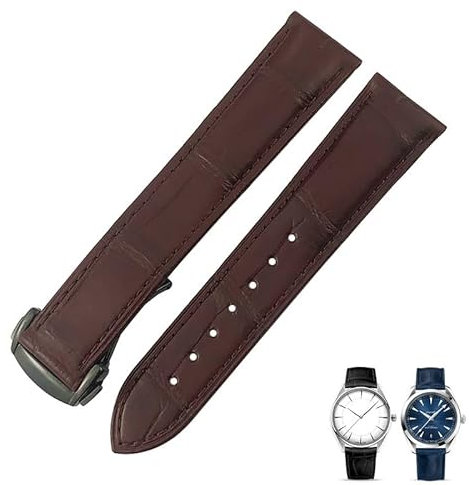 SCHIK Uhrenarmband aus Krokodilleder, passend für Omega De Ville Seamaster Constellation, 18 mm, 19 mm, 20 mm, 21 mm, 22 mm, echtes Alligatorleder-Armband, 20 mm, Achat
