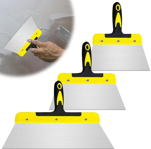 Juego de 3 espátulas anchas, 20 cm, 25 cm, 40 cm, acero inoxidable profesional, herramientas de pared, para paneles de yeso, acabado de paredes