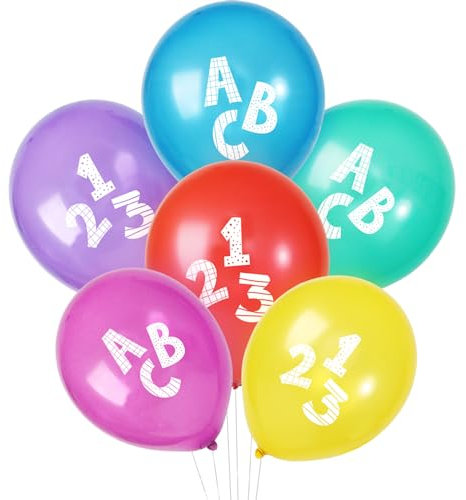 24 Stück 6 Farben Einschulung Deko ABC 123 Luftballons mit Bänder Endlich Schulkind bunt Ballons Schulanfang Latexballons 1.Schultag Schuleinführung Schulstart Party Deko Junge Mädchen