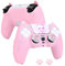 DLseego Coque pour PS5 Controller,Mignon Coque Housse en Silicone pour PS5 Manette avec 2 Capuchon Joystick et 2 Autocollants pour Le Pavé Tactile,Antidérapant, Anti-Rayures et Antichocs,Rose