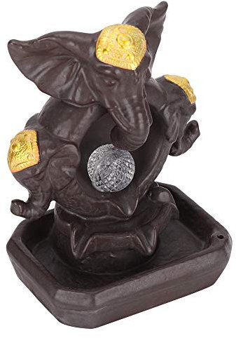 Brûleur d'encens éléphant en Céramique avec Lumière LED Créative, Porte-encens à Reflux pour la Décoration de la Maison, Ornement d'ameublement d'aromathérapie