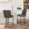 ALPHA HOME 2er Set Barhocker Frühstücks-Barhocker Pu-Leder Küchenhocker mit Rückenlehne Barhocker mit Fußstütze für Küchentheke Stabiles Metall-Stahlgestell, Grau